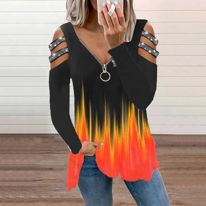 Zipper Embossed T-shirt